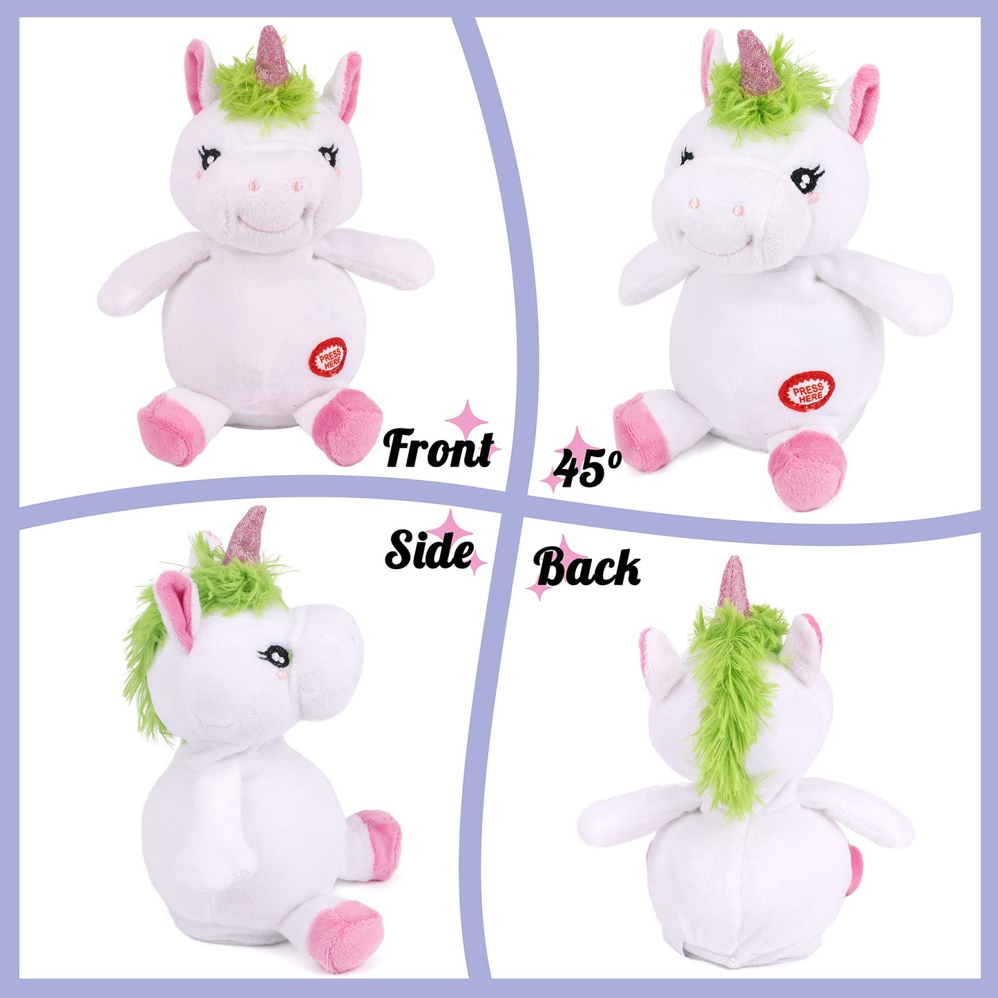 Hopearl Talking Unicorn Repeats What You Say Nodding Electric Interactive Animated Toy Speaking Plush Buddy Birthday Festival fo