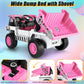 Hikole Kids Ride On Dump Truck With Remote Control, 4Wd Dump Truck With 12V 7Ah Battery, Electric Dump Bed,Shovel, Bluetooth, Music Player, Electric Cars For Girls, White & Pink