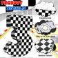 Lewtemi Race Car Number Piata Small Checkered Race Car Birthday Party Decoration Black and White Racing Piata with Stick Confett