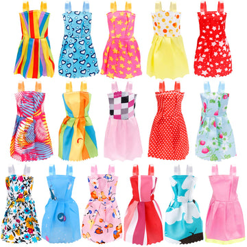 Janyun 73Pcs Dolls Fashion Set For Dressing Up Dolls, Included 18Pcs Wedding Party Outfits Clothes And 55Pcs Doll Accessories Shoes Bags Necklace Girls' Gifts