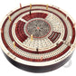House of Cribbage 10" Round Cribbage Board - Maple/Bloodwood, 4 Tracks, Push Drawer, Maroon