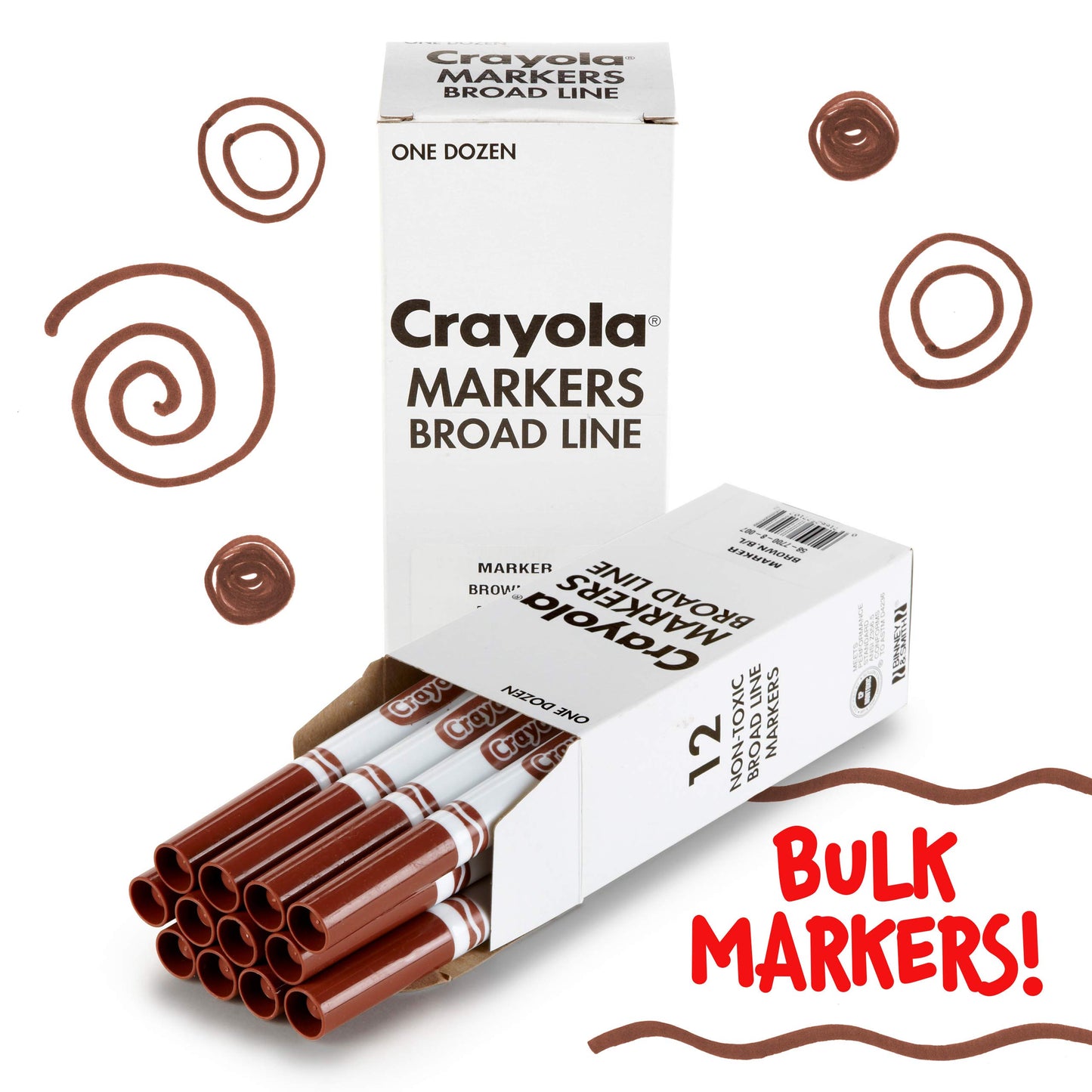 Crayola Broad Line Markers, Brown, 12 Count Bulk Markers