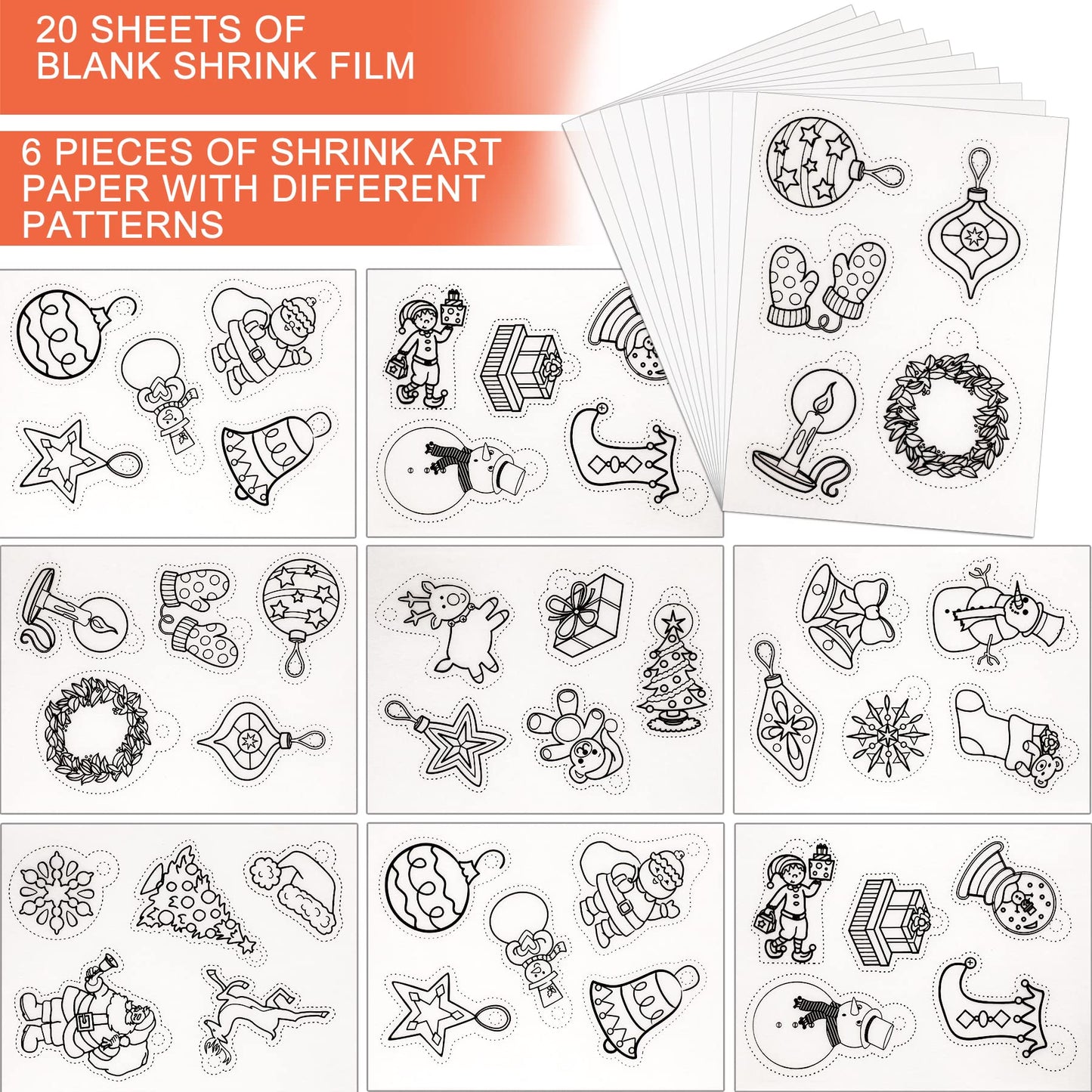 NOVWANG 198 Pieces Heat Shrink Plastic Sheet Kit Include 28 Pcs Shrinky Paper, Hole Punch, Keychains Accessories and Pencils for