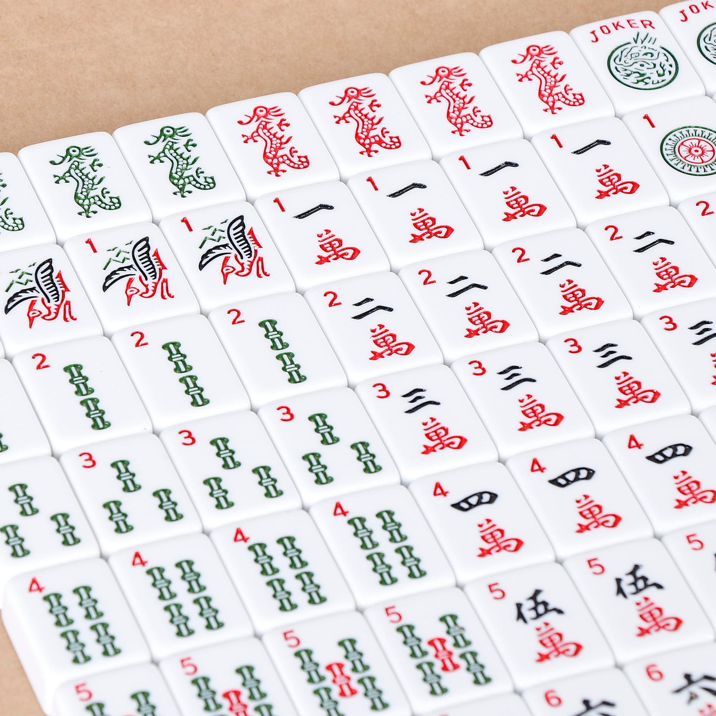 F2C Mahjong Set - Classic 166 Tiles, Melamine, All-in-One Rack, Medium Size, Red Soft Bag, Accessories Included