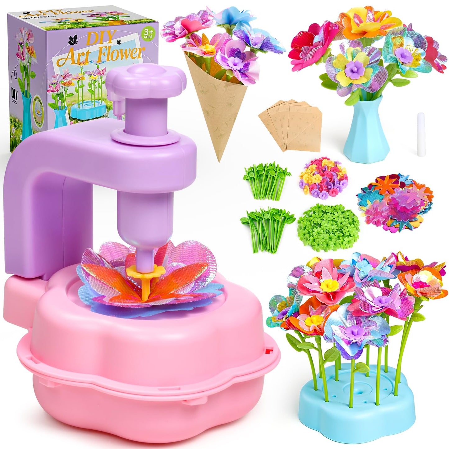 Scvcid Fabric Bouquet Toys Include Extra Accessories Set, Arts and Crafts for Kids Ages 3-12, DIY Flower Craft Kits for Toddler,