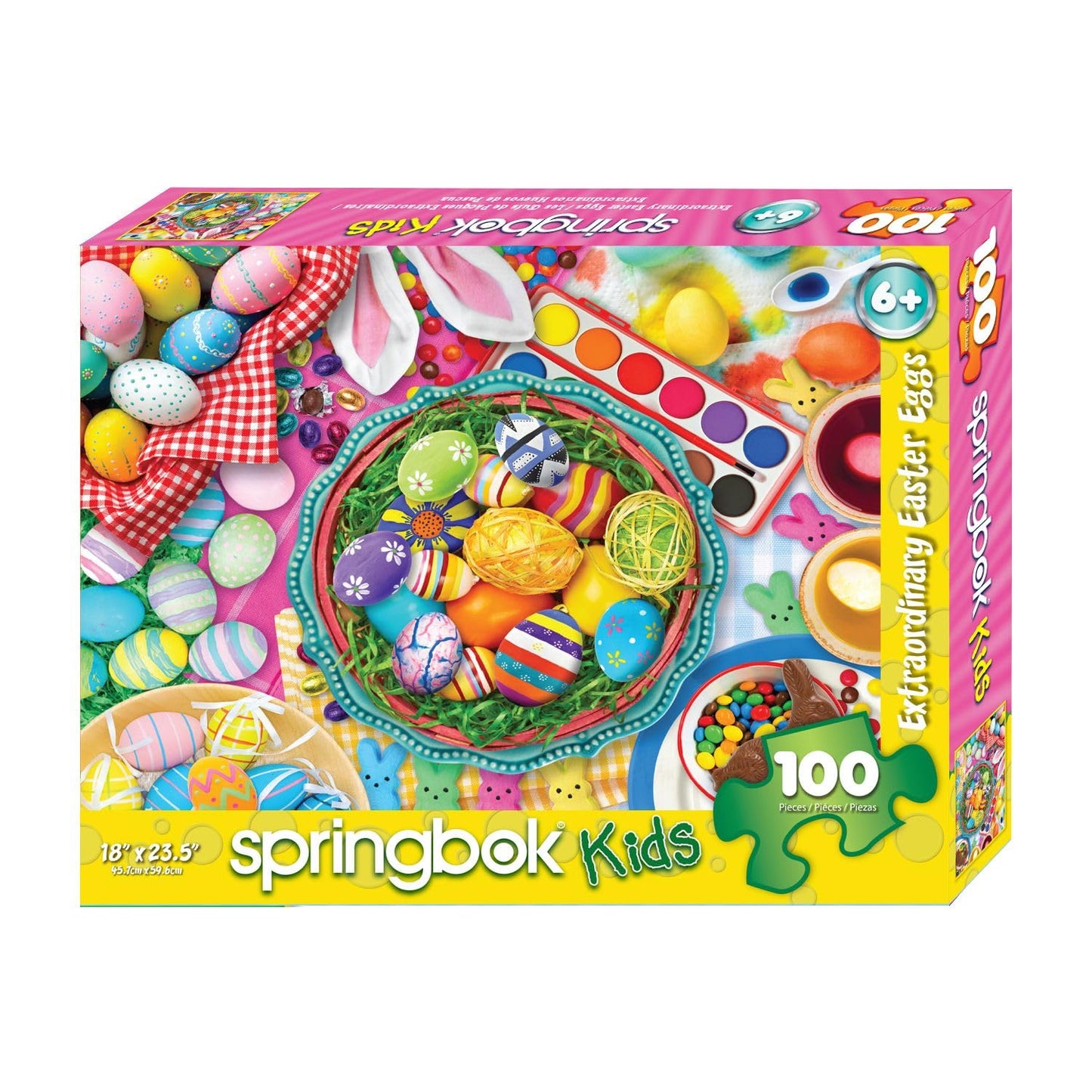 Springbok'S 100 Piece Children'S Jigsaw Puzzle- Extraordinary Easter Eggs Features A Colorful Collage Of Easter Eggs, Easter Tre