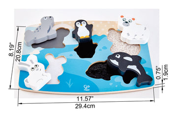 Hape Polar Animal Tactile Puzzle Game, Multicolor