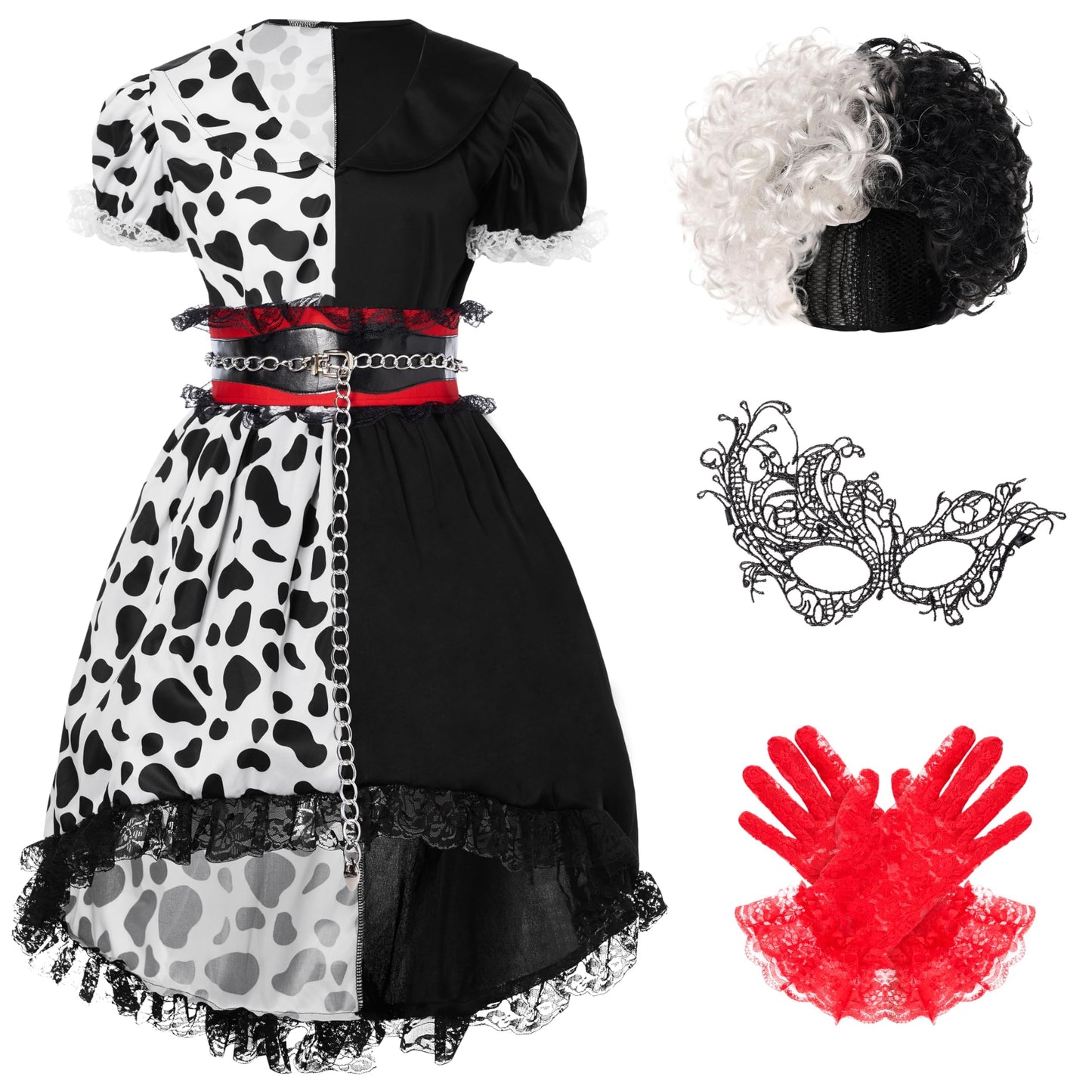 Spooktacular Creations Girl Dalmatian Costume, Polka Dots Dress Set For Girls Halloween Dress Up And Costume Parties-M