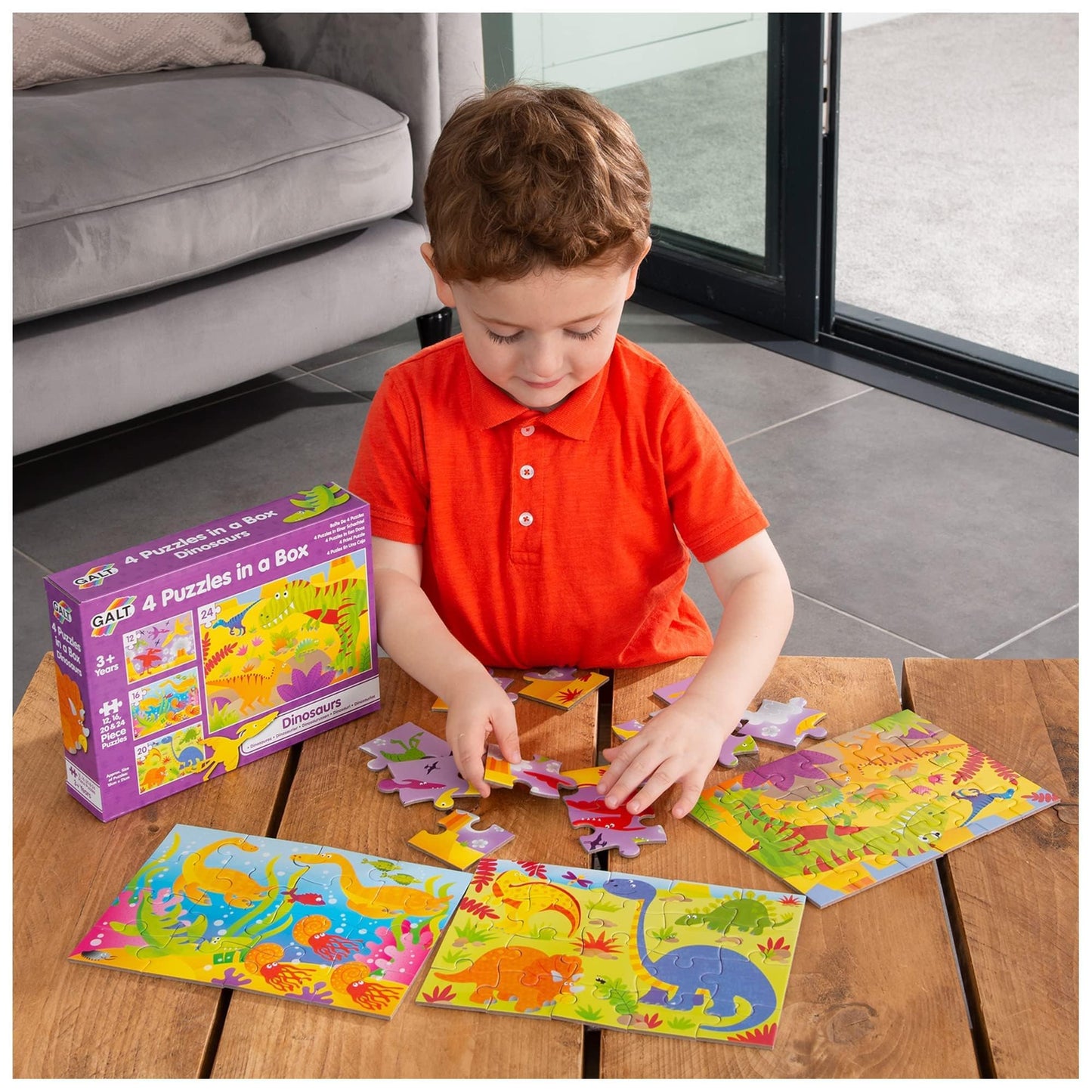 Galt Toys, 4 Puzzles In A Box-Dinosaurs, For Ages 36