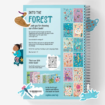 Into The Forest Stickers + Coloring Book By Cupkin: Innovative Side By Side Sticker Books Lays Flat - Spiral Binding - 500+ Natu