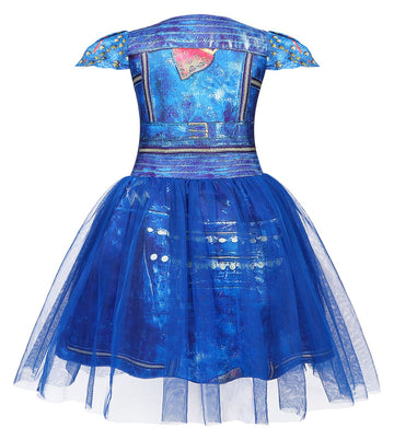 Wonderbabe Descendants Costumes For Girls Kids Inspired Zipper Jacket Short Sleeve Tulle Mesh Dress Halloween Costume Size 3-4T