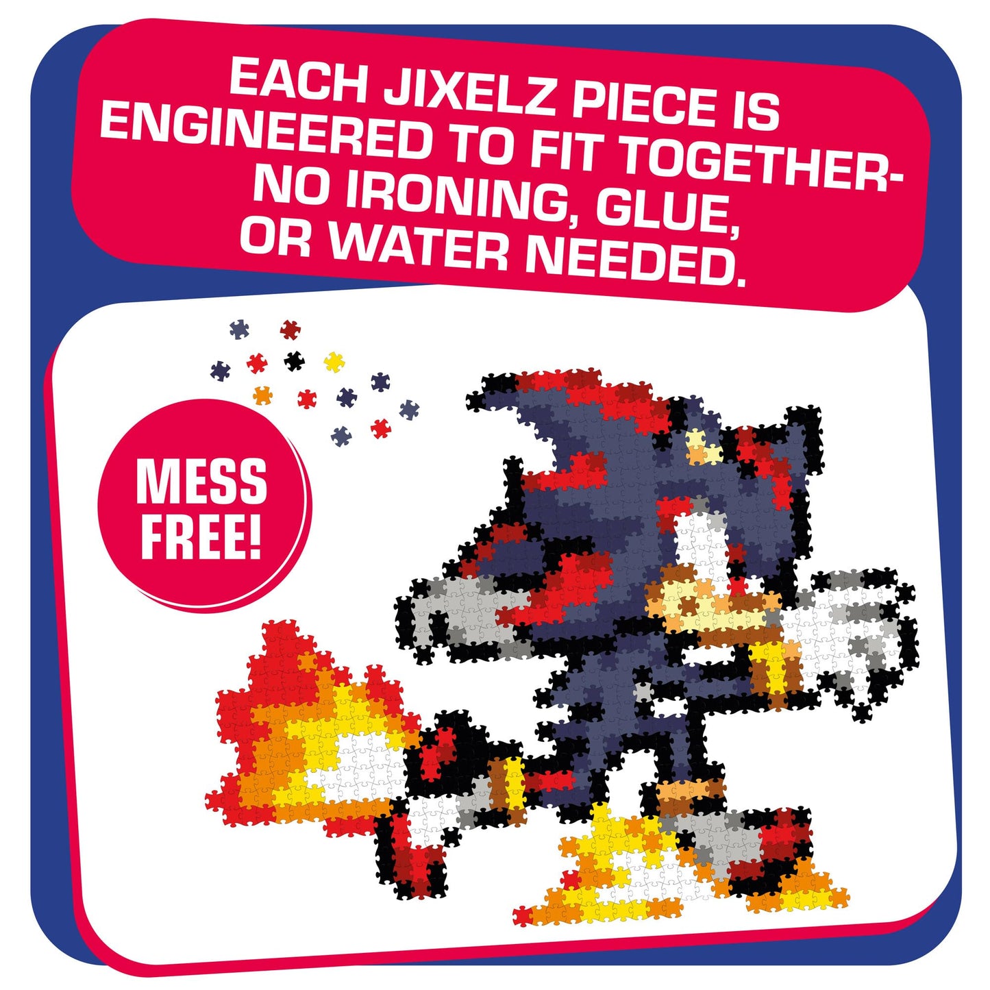 Jixelz Remix Sonic The Hedgehog Craft Kit - Running Shadow - No Heat or Glue Required - STEM Building Toys - Pixel Art for Bedroom or College Dorm Room Decor - 700+ Pieces - Ages 8 Years and Up