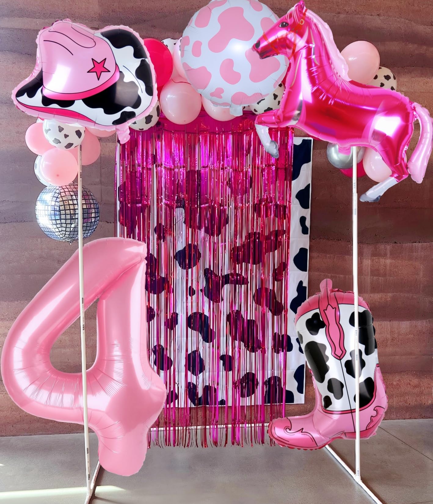 Kwuz Cowgirl Balloons Western Cowgirl 4th Birthday Party Decorations, Farm Themed Girls Rodeo Birthday Party Decor Supplies Favo