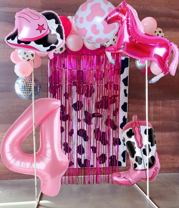 Kwuz Cowgirl Balloons Western Cowgirl 4th Birthday Party Decorations, Farm Themed Girls Rodeo Birthday Party Decor Supplies Favo