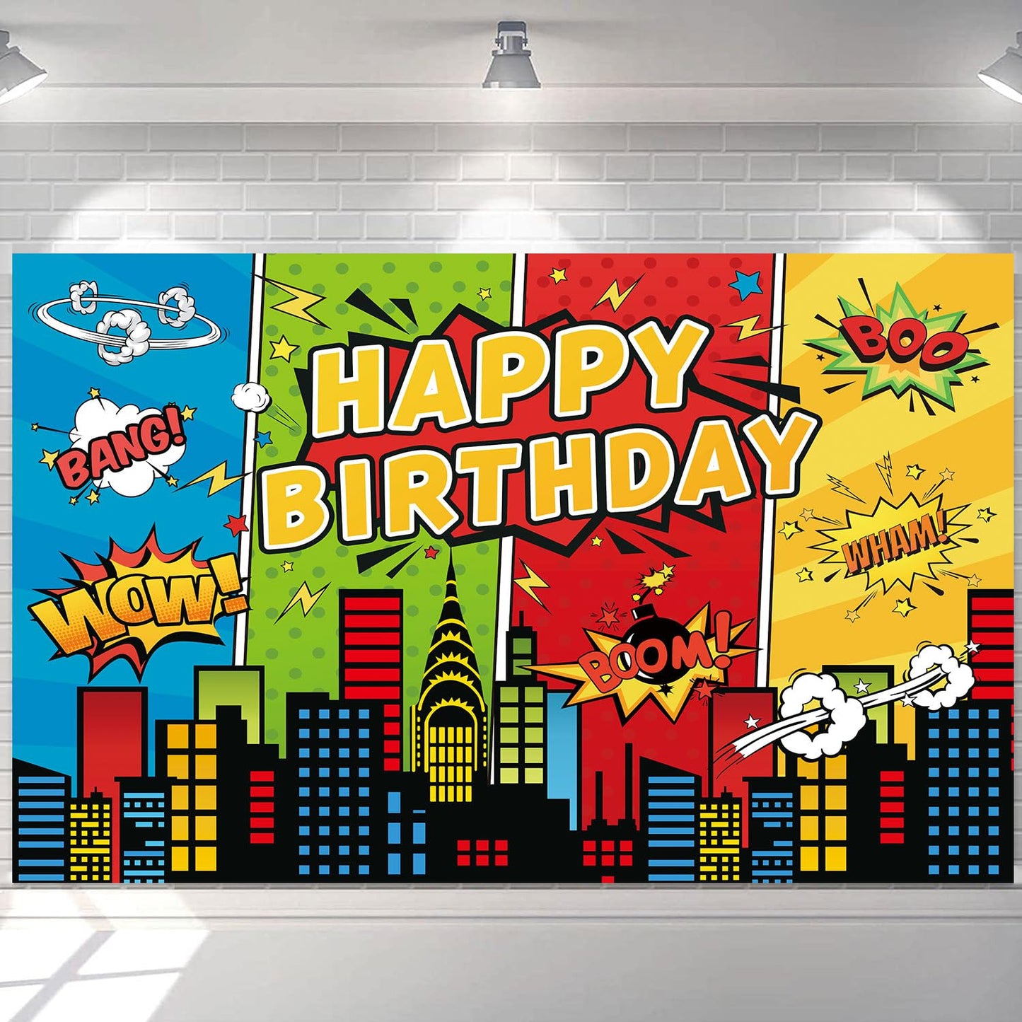 7X5Ft Superhero Theme Backdrop For Children Boys Super Heros Comic Skyline Happy Birthday Party Supplies Decoration Baby Shower