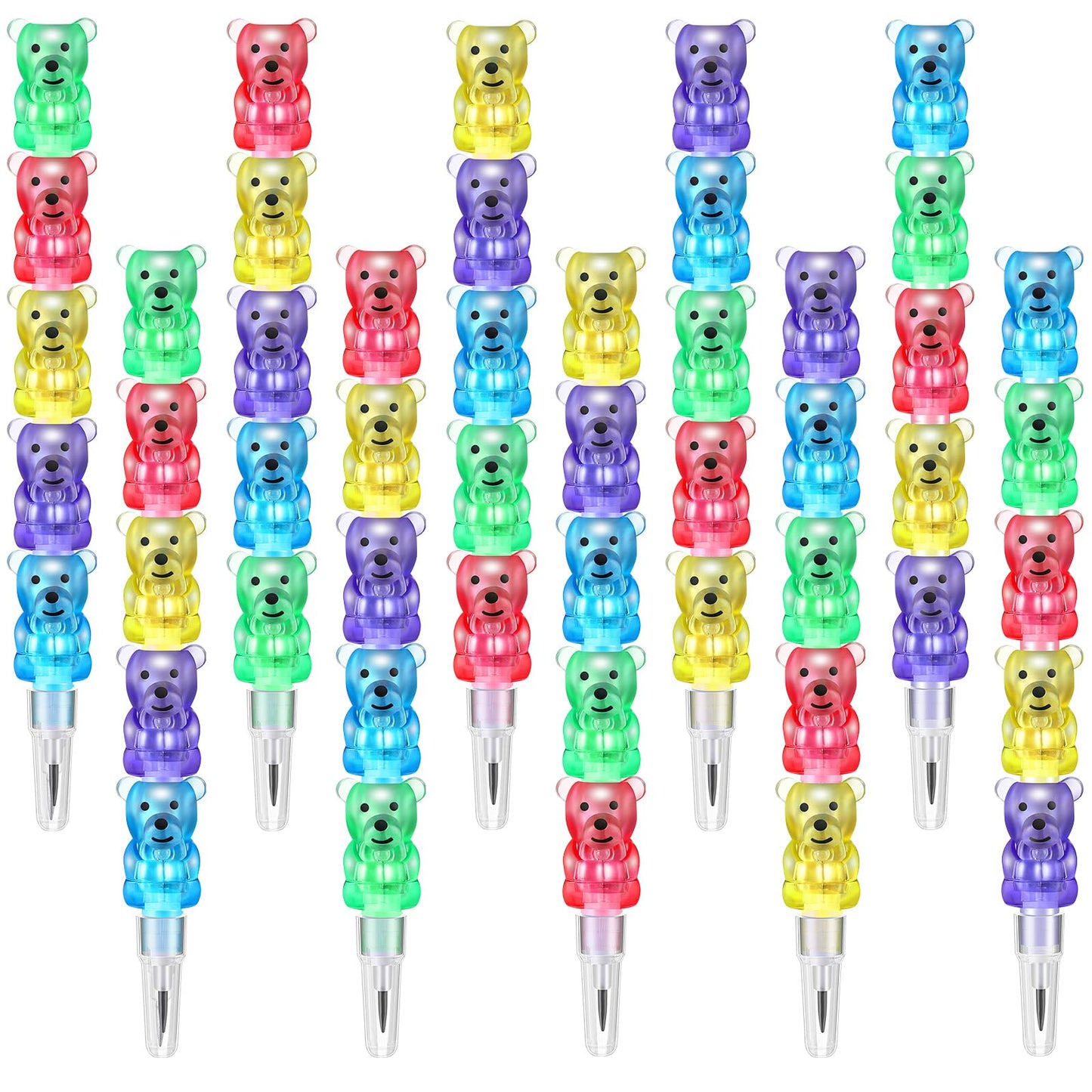 Chinco 20 Pieces Stackable Plastic Bear Pencils Kids Stacking Point Pencils 5 In 1 Colored Party Favors For Birthday Party Supplies Goodie Bag Filler School Fun Equipment