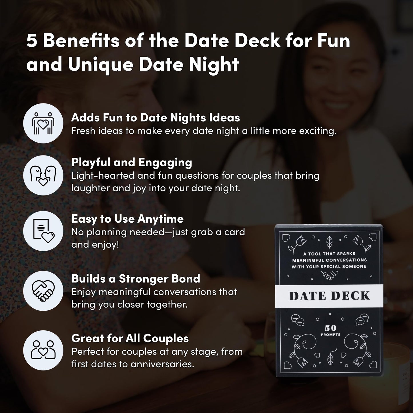 BestSelf Date Deck Date Night Card Game - 50 Prompts for Couples  Get Talking with Fun and Meaningful Date Night Ideas  The for Couples Games