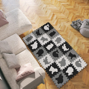 Qqpp Eva 18 Tiles Baby Play Mat For Playing, Interlocking Foam Floor Mats For Tummy Time & Crawling, Flooring Tiles With Animals