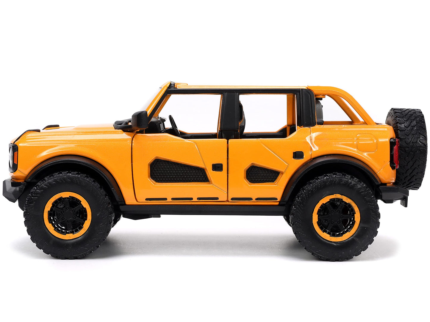Jada Toys Just Trucks 1:24 2021 Ford Bronco Die-Cast Car Orange With Tire Rack, Toys For Kids And Adults