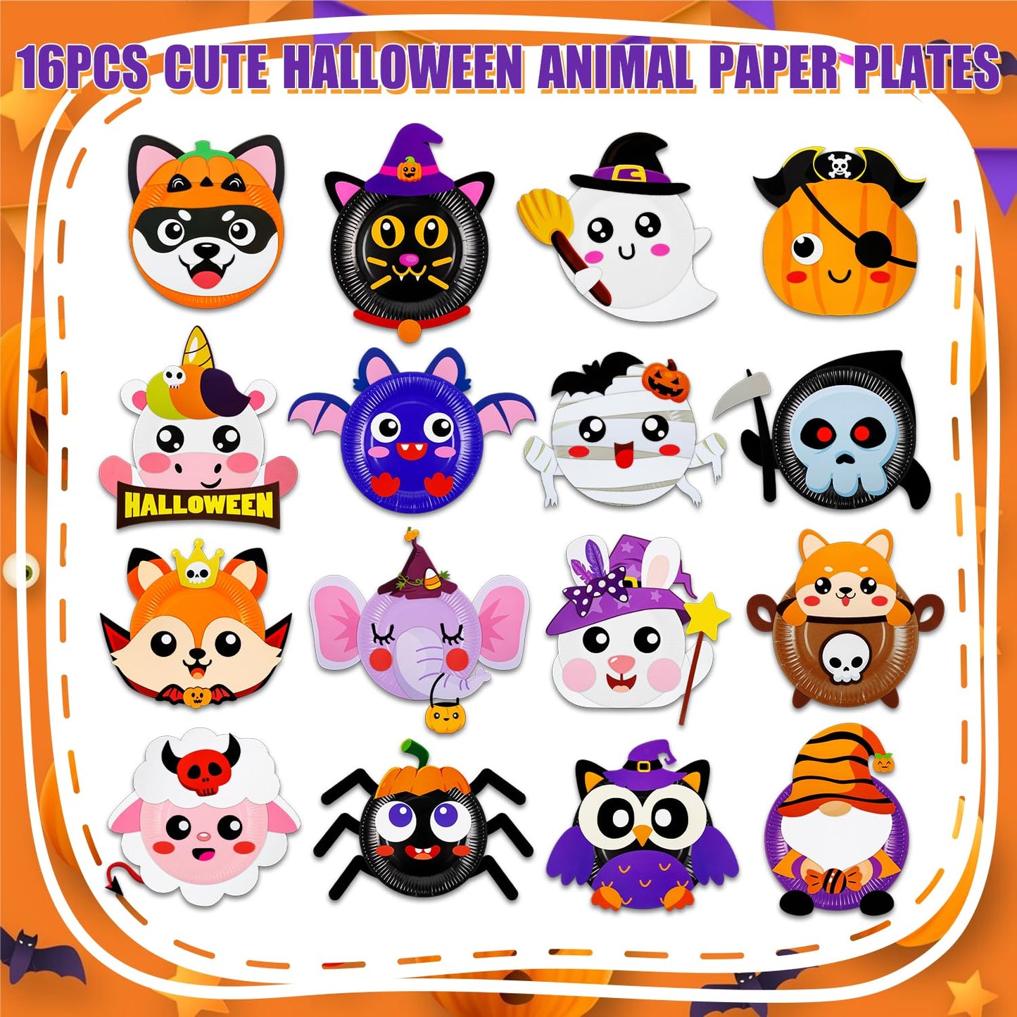 MDCGFOD 16 Pack Arts and Crafts for Kids, Toddler Crafts Animal Paper Plate Art Kit Gift for 3 4 5 6 Year Old Boys Girls DIY Kid