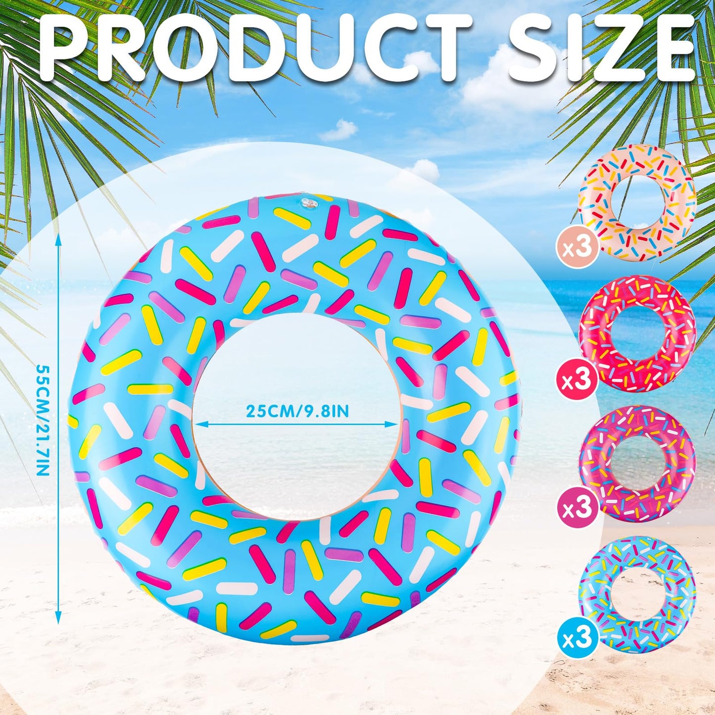 Meooeck 12 Pcs Inflatable Donut Assorted Inflatable Suckers Birthday Party Decoration Candy Balloons Props Favors for Swimming P