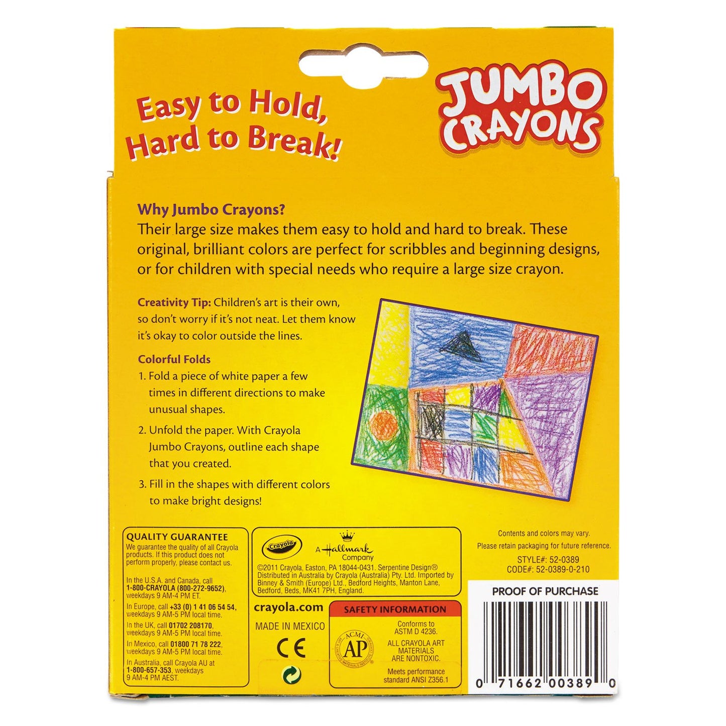 Crayola Crayons Jumbo 8Ct Peggable Tuck Box - Bin389