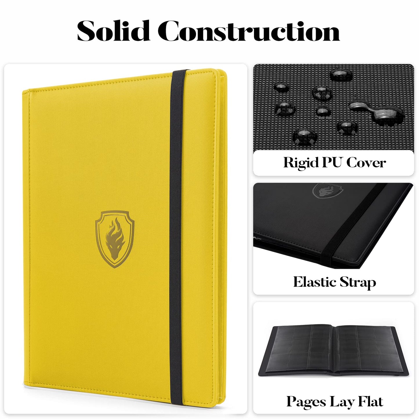 Premium Card Binder 9 Pocket, Fabmaker Pu Cover Trading Card Binder For 360 Cards, Sturdy Card Collection Album, Card Holder Fol