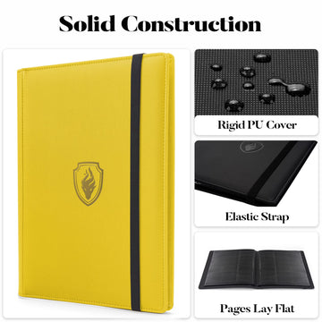 Premium Card Binder 9 Pocket, Fabmaker Pu Cover Trading Card Binder For 360 Cards, Sturdy Card Collection Album, Card Holder Fol