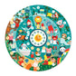 Petit Collage Floor Puzzle, Telling The Time, 24-Pieces - Large Puzzle For Kids, Wooden Clock Hands Can Be Moved To Show The Tim