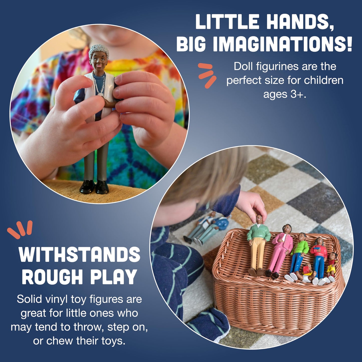 Creative Minds Marvel Education African American Family Toy Figure Set for Kids Ages 3+, Set of 8 Inclusive and Diverse Dollhous