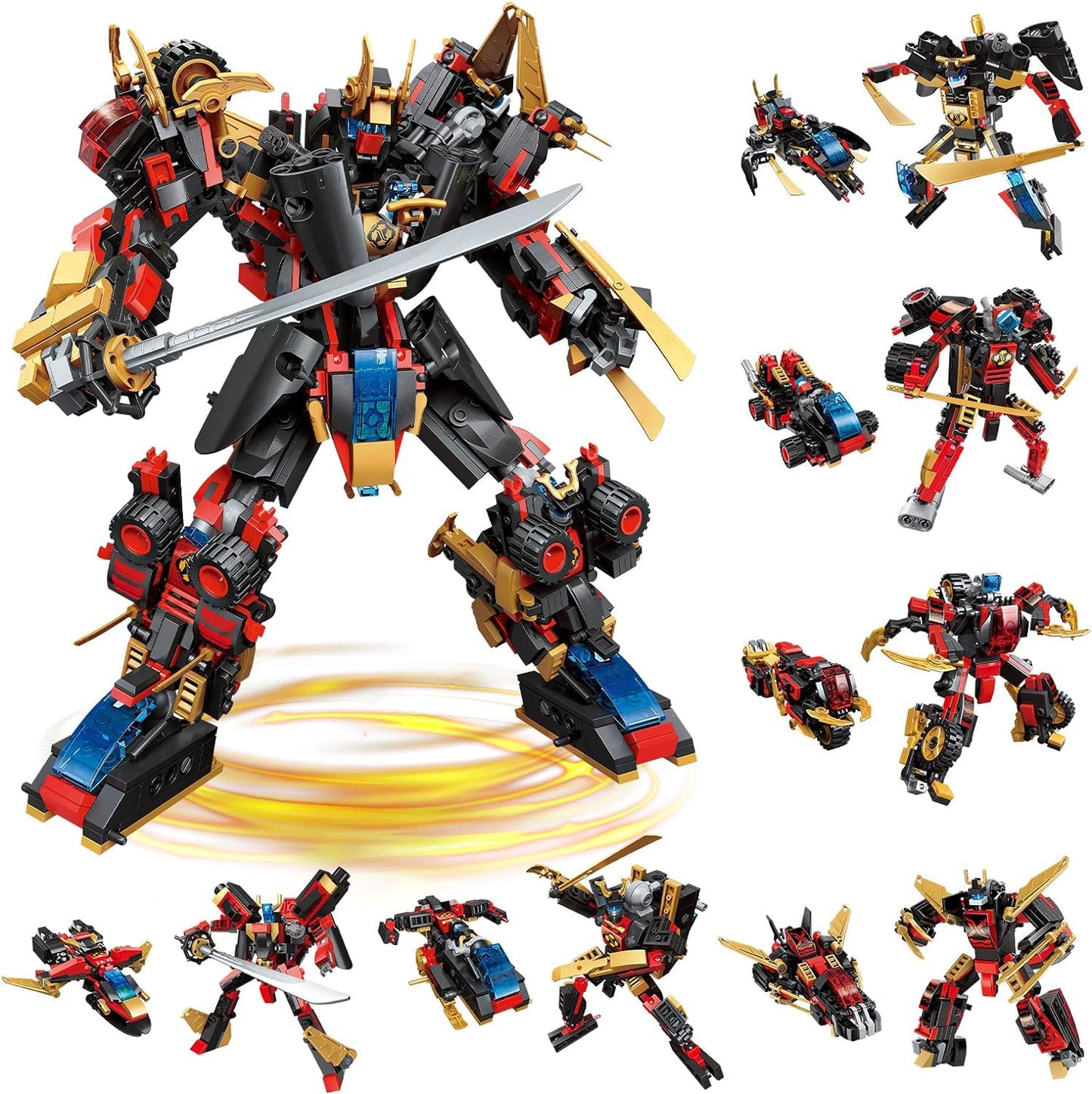 QLT QIAOLETONG 12 in 1 Transforming Mecha Robot Building Set Mech Model Building Kit  542 PCS Compatible with Lego Ninja Mech Warrior Cool Robots Toys Gift for mature-themeds and Kids Boys 6 7 8 10+