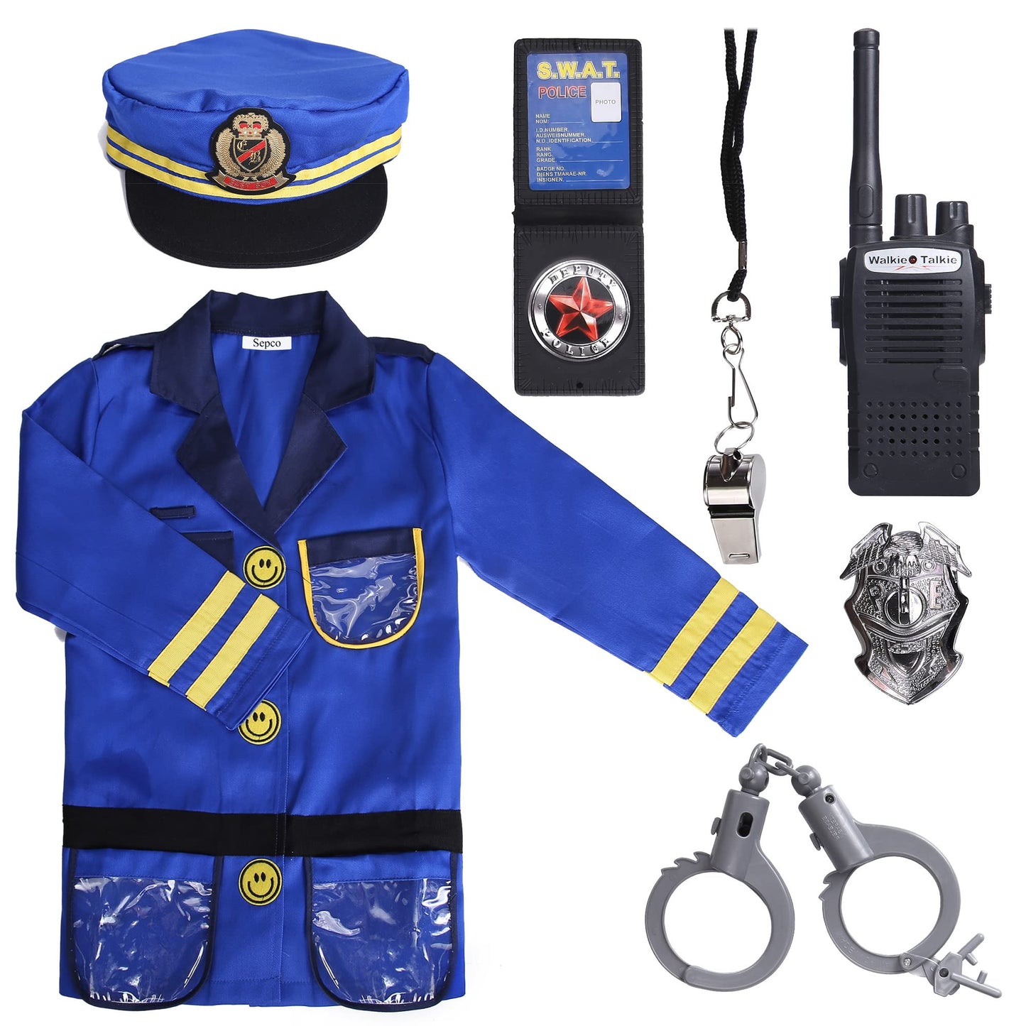 Sepco Police Officer Costume For Kids Role Play Kit With Cop Dress Up Costume Accessories, Ages 3-6 Yrs