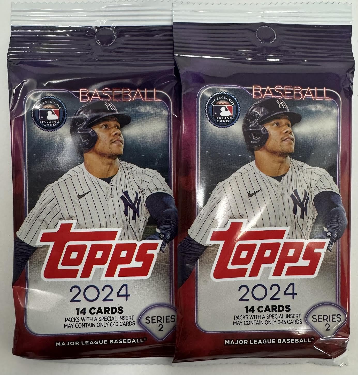 2024 Topps Series 2 Baseball Retail Packs - 2 Retail Packs!!, Small, Navy/Red/White