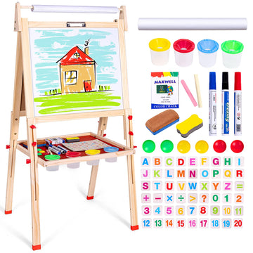 Ragstone Kids Easel Child Easel with Paper roll Double Sized Blackboard Chalkboard