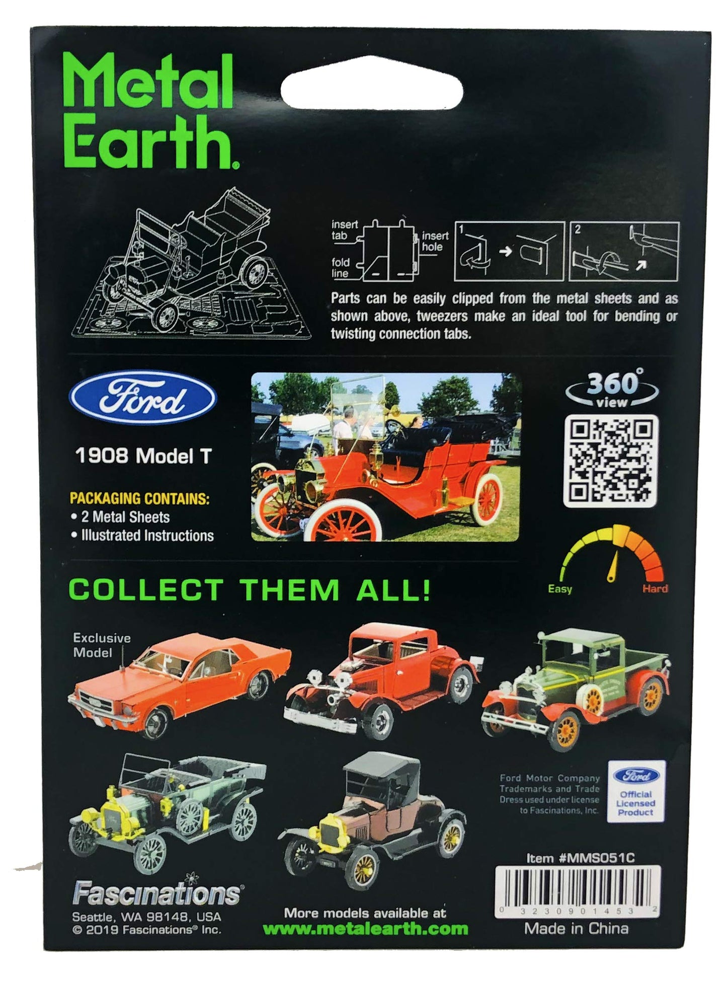 Fascinations Metal Earth Red Ford 1908 Model T 3D Metal Model Kit