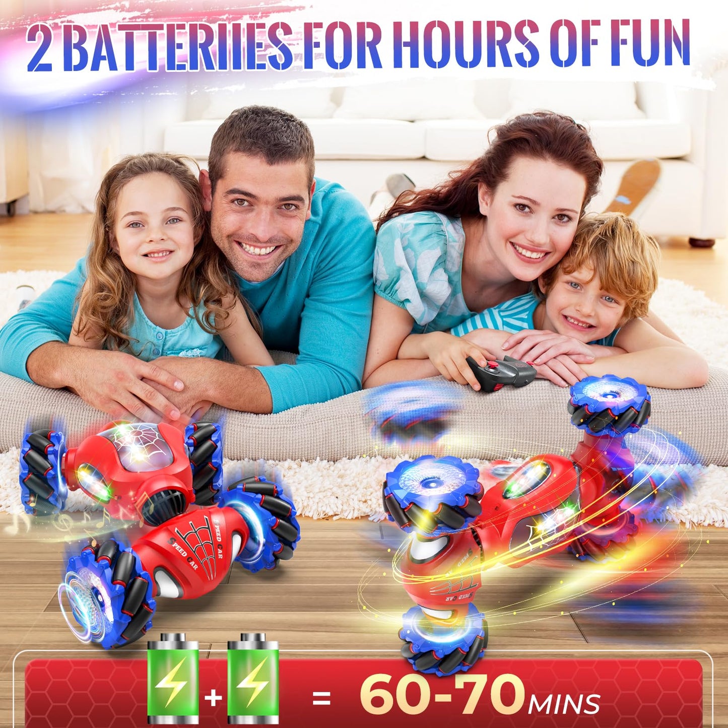 Fosgoit Spider Remote Control Car Spider Toy for Kids 6-8 8-12 6-12, Gesture Sensing RC Stunt Car with Light & Music & Spray, Ge