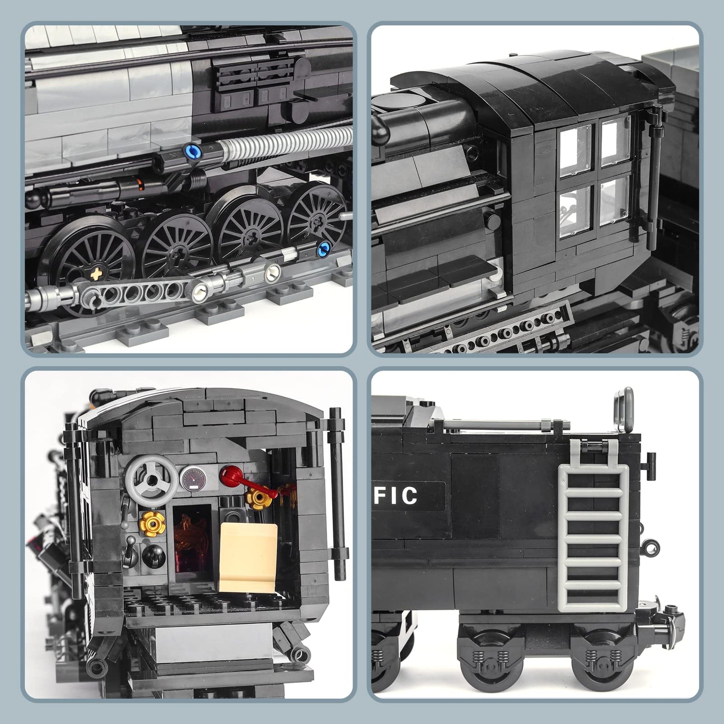 Chunbrommisam Steam Model Train Building Blocks, Build The Train Building Bricks Set, Large Locomotives Display Toy With Train T