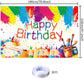 Yilzo Art Painting Backdrop - Happy Birthday Banner, 70.8 x 47.2 Inch, Graffiti Photography Background for Artist Theme Party
