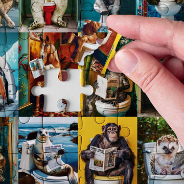 Funny Animal Puzzles 1000 Piece Puzzle For Adults, Pooping Animal Puzzle Jigsaw Puzzles Colorful Puzzle, Lion Elephant Panda Animal Kingdom Puzzle