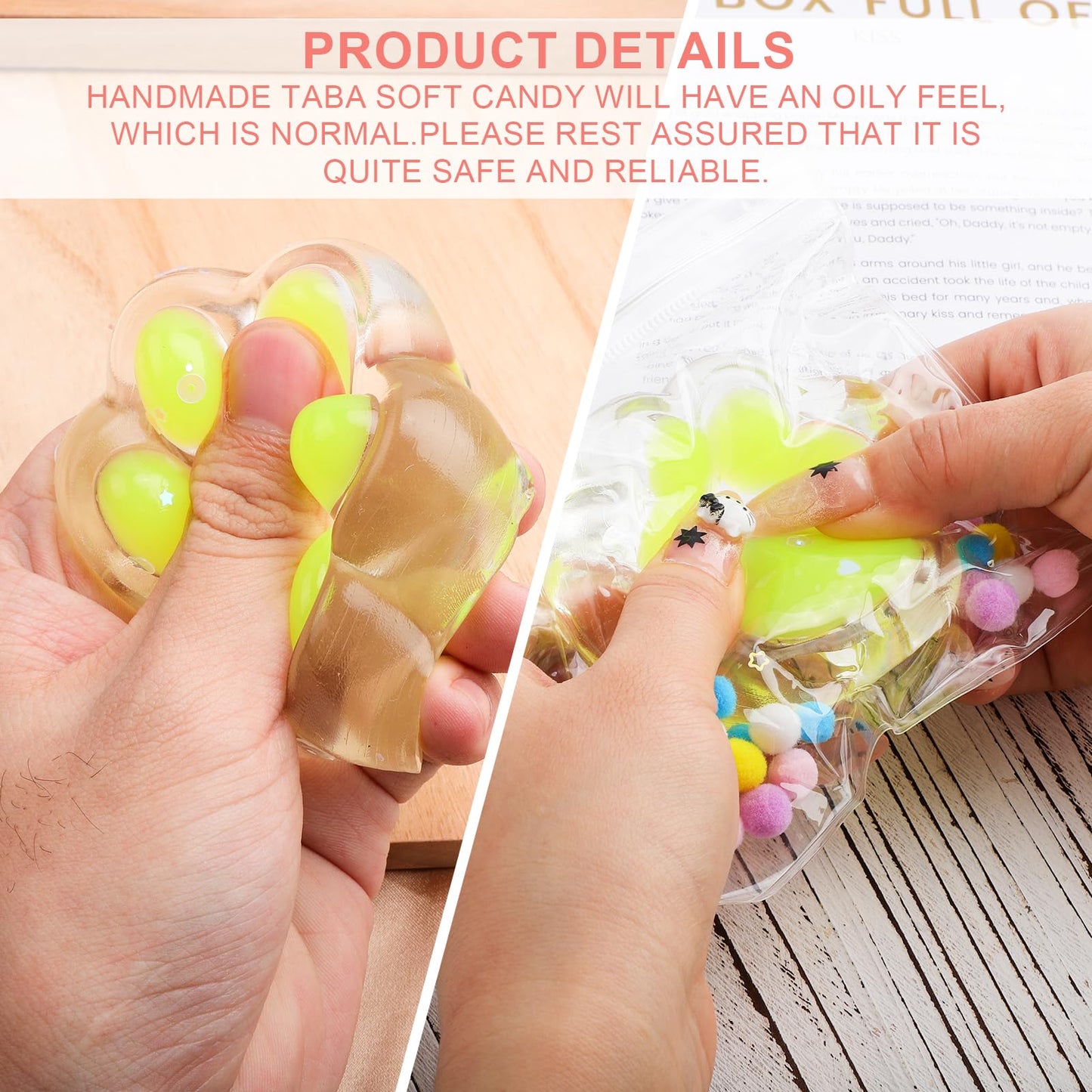 2pcs Cat Paw Squeeze Toy  Taba Soft Cat Paw Kawaii Jelly Kitty Paw Relaxing Animals Stress Relieving Fidget Toys for Kids Teenagers mature-themeds (Style 2)