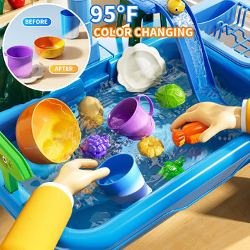 KIZONLY Water Table for Toddlers - Outdoor Play Sink with Pump, Fishing Games - 19.6x12.2x15.7 inches, Plastic, Ages 2-8
