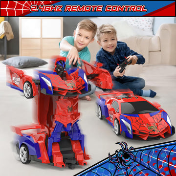 BLUEJAY Transform Rc Cars for Boys 4-7 8-12, 2.4Ghz Remote Control Car 1:18 Scale Transforming Robot, One-Button Deformation 360