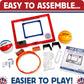 Pop-A-Shot Mini Basketball Hoop for Kids & Adults - Over The Door, 17x12.5 Inches, Plexiglass, Orange, Includes 2 Basketballs & Pump