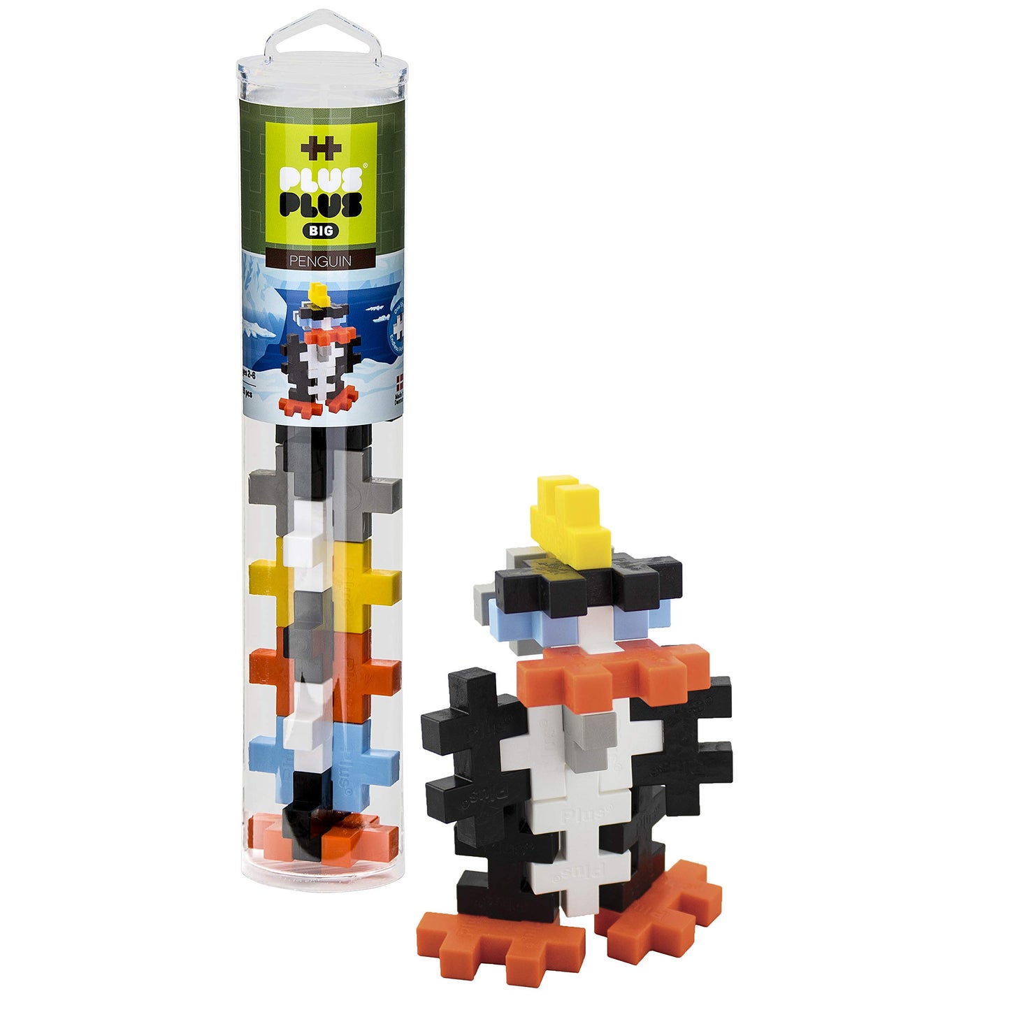 Plus Plus Big - Zoo Playset Bundle - 15 Pc Penguin, Flamingo, Giraffe Tube & Baseplate Duo - Construction Building Stem/Steam To