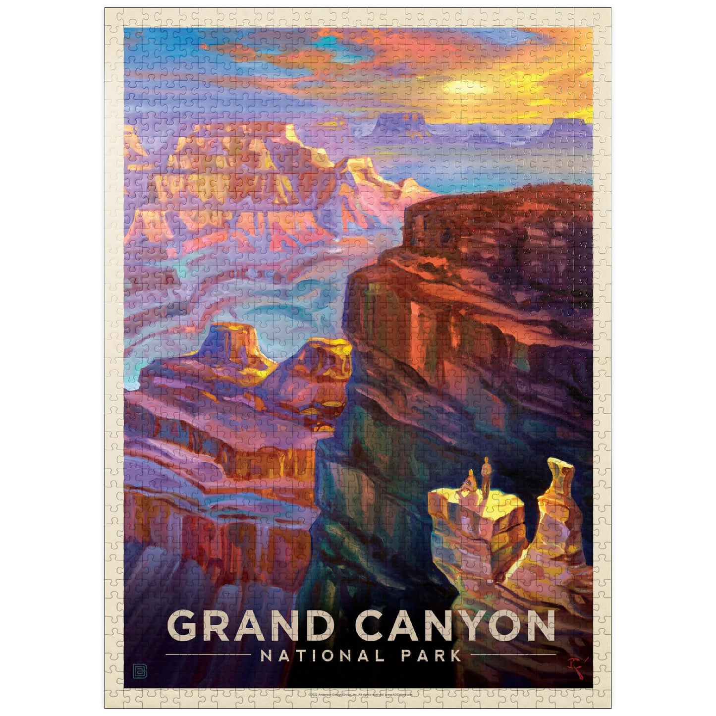 MyPuzzle Grand Canyon National Park: Sunset  Vintage Poster - enhanced 1000 Piece Jigsaw Puzzle for mature-themeds