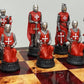 HPL Medieval Times Crusades Knight Chess Men Set - Red & White Resin Pieces, Size: Led-Anti-Stress-251