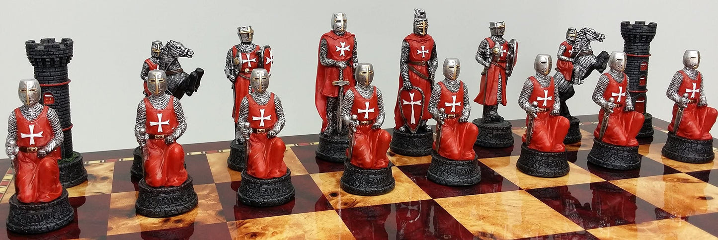 HPL Medieval Times Crusades Knight Chess Men Set - Red & White Resin Pieces, Size: Led-Anti-Stress-251