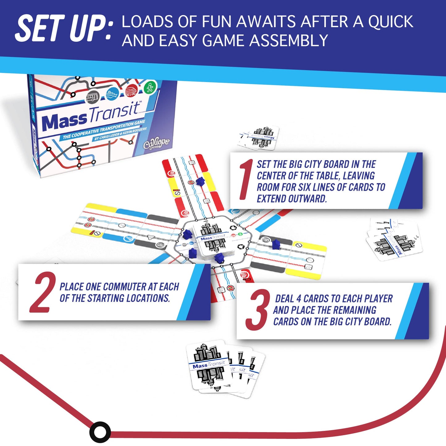 Calliope Mass Transit Cooperative Game - Fast-Paced Fun for 1-6 Players - Multicolor Cardstock - Model CLP141