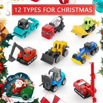 17 Metal Construction Vehicles Toys, Small Excavator Wheels Cars Mini Construction Trucks Toys for Boys Kids Toddlers Christmas