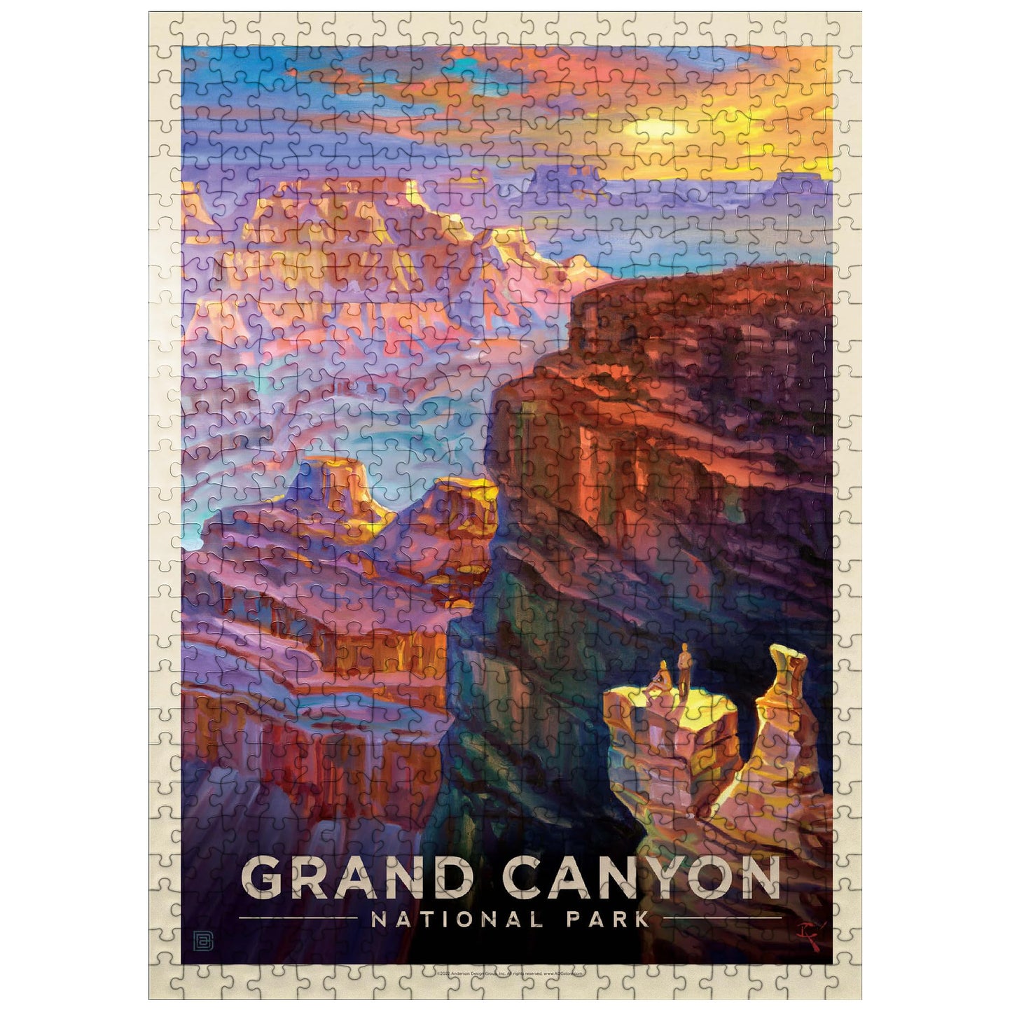 MyPuzzle Grand Canyon National Park: Sunset  Vintage Poster - enhanced 500 Piece Jigsaw Puzzle for mature-themeds